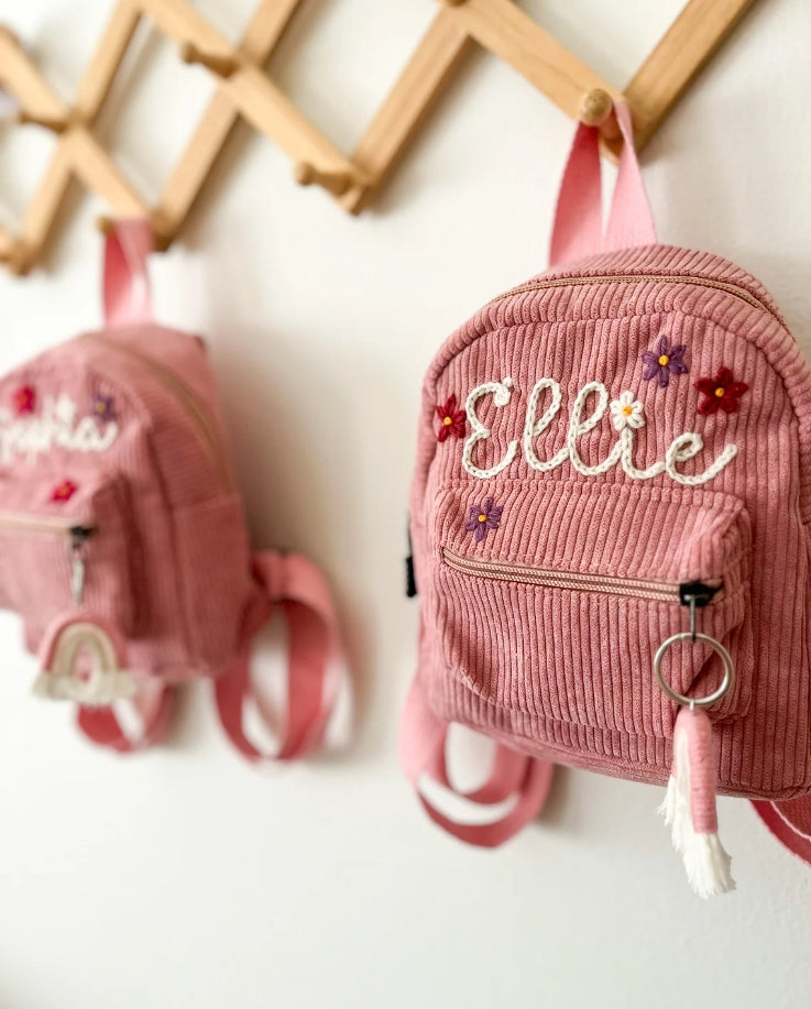 Hand Knitted personalised kids mini backpack (0-18m)