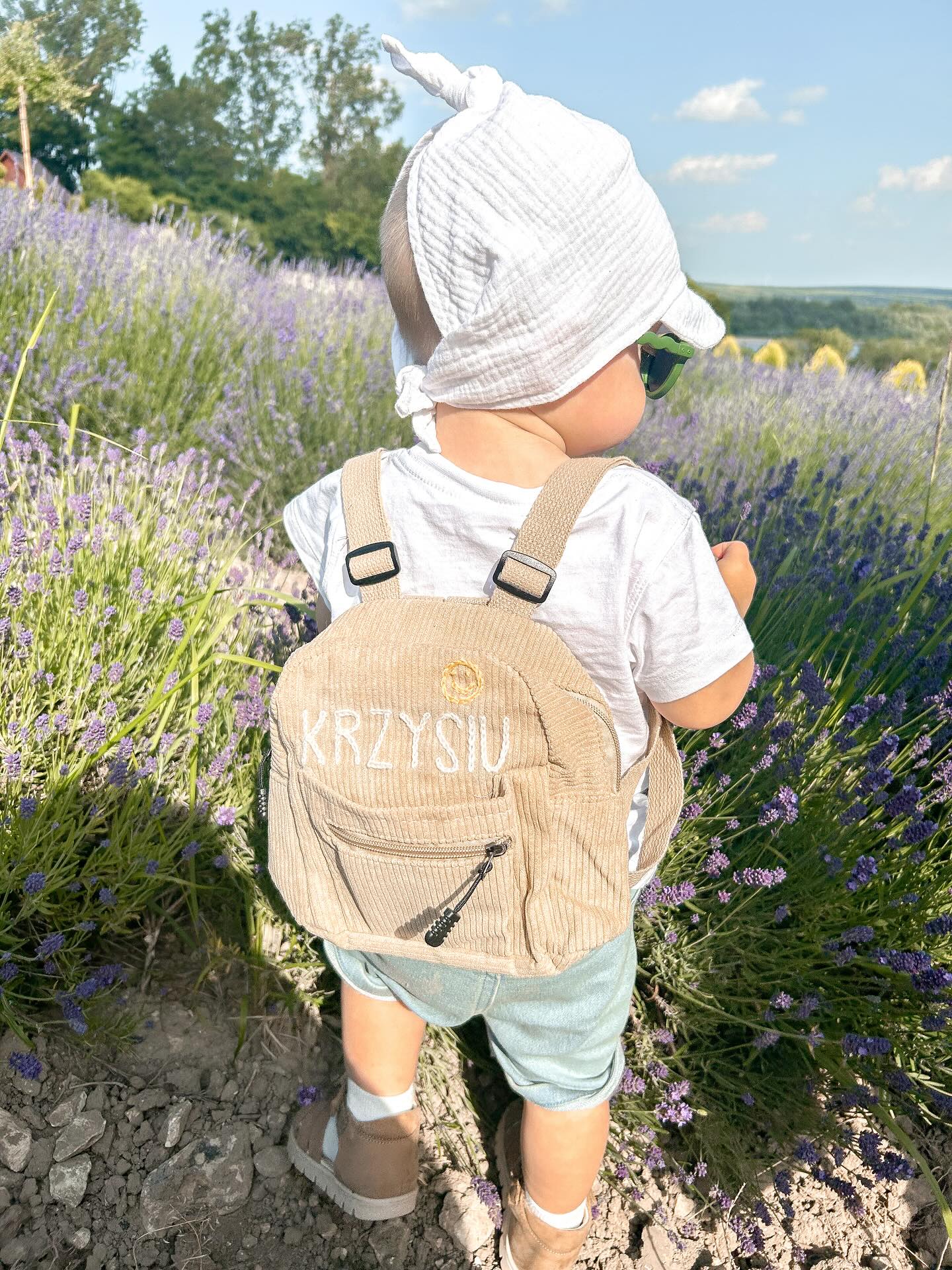 Hand Knitted personalised kids mini backpack (0-18m)