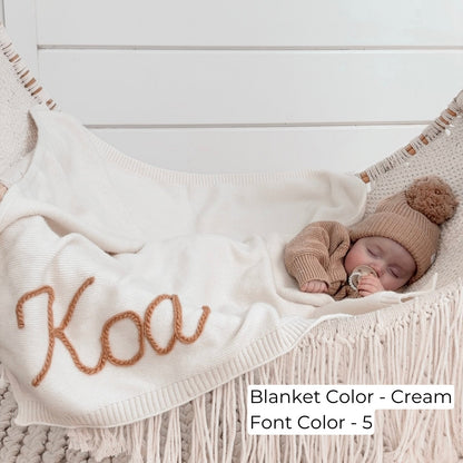Hand Knitted Personalized Blanket