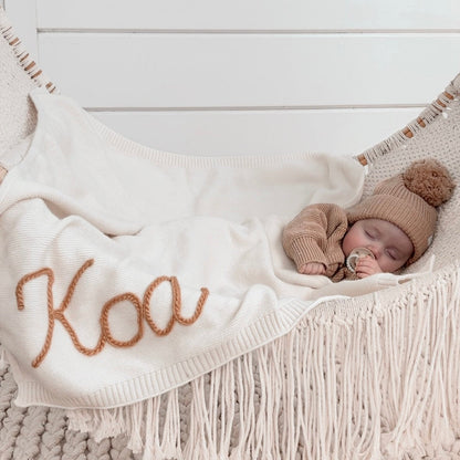 Hand Knitted Personalized Blanket