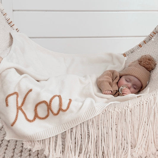 Hand Knitted Personalized Blanket
