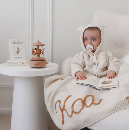Hand Knitted Personalized Blanket